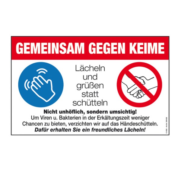 PST-Schild GEMEINSAM GEGEN KEIME aus