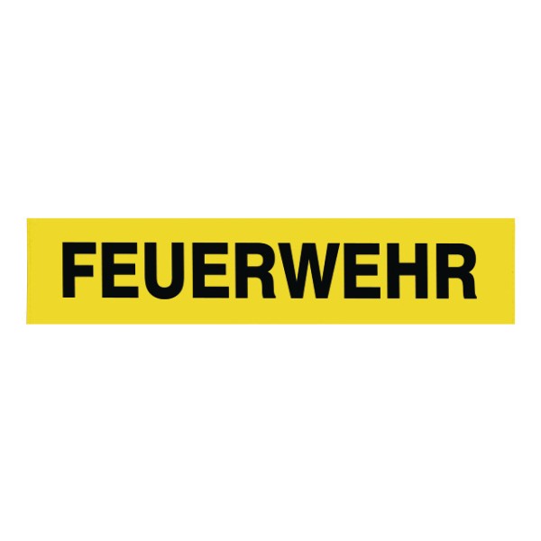 Rückenschild, 380x80 gelb, Schrift schwarz, indiv.