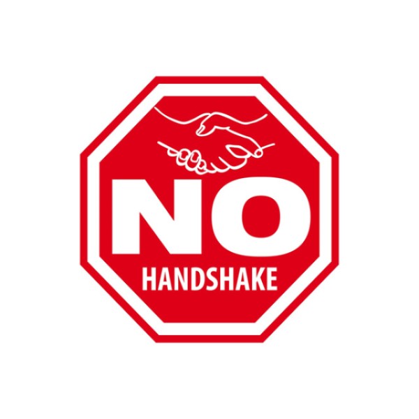 Aufkleber NO HANDSHAKE, aus PVC, rot