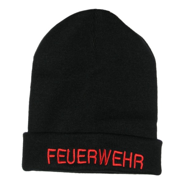 Mütze schwarz mit Aufschrift FEUERWEHR