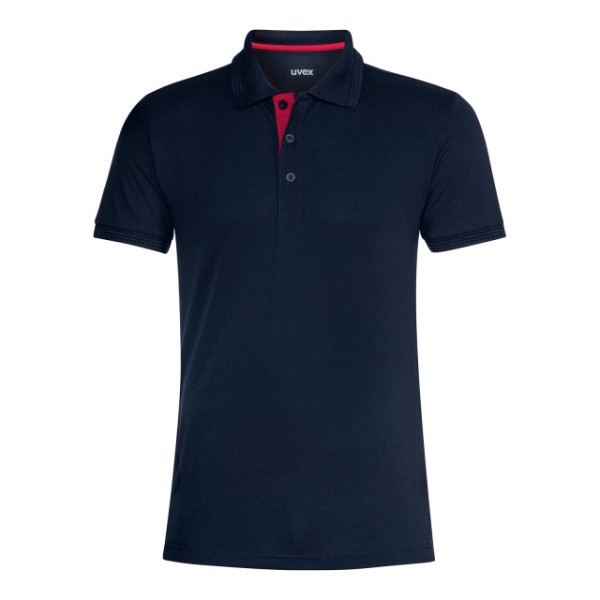 Herren Poloshirt UVEX,swarzblau,rot Kontrastblende