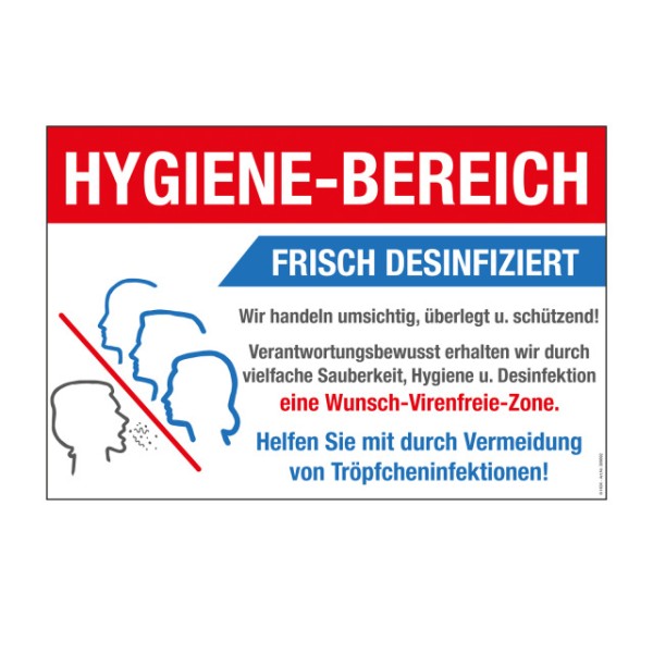 PST-Schild HYGIENE-BEREICH, aus