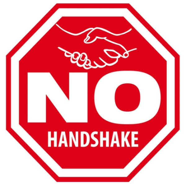 Aufkleber NO HANDSHAKE, aus PVC, rot