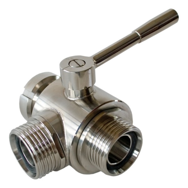 Dreiwegehahn DN 50, Anschluss R 2"" Gewinde