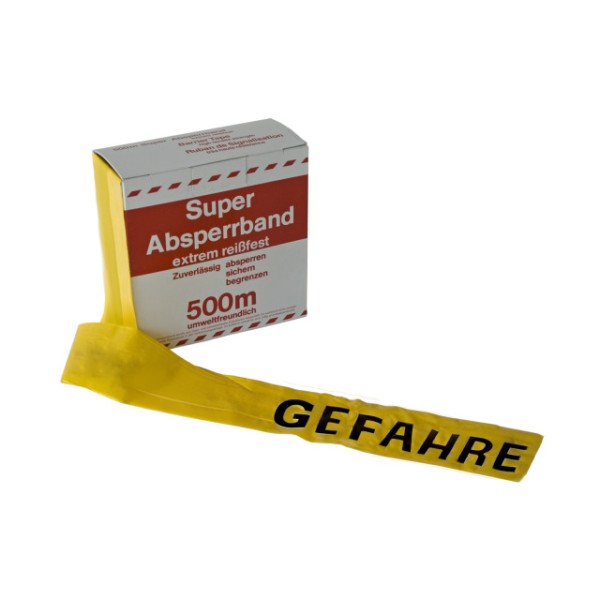 Absperrband gelb, Aufdruck