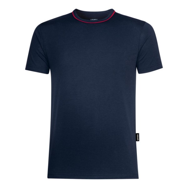 Herren T-Shirt UVEX, navyblau, Paspel am Hals rot