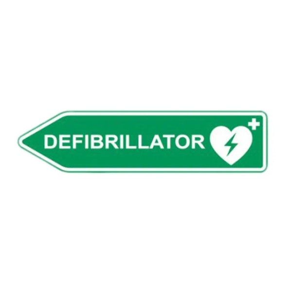 Straßenschild AED, linksweisend