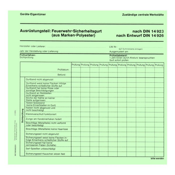 Feuerwehr-Haltegurt, grün