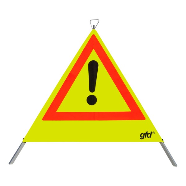 Faltsignal gfd, gelb, 900 mm, Aufdruck
