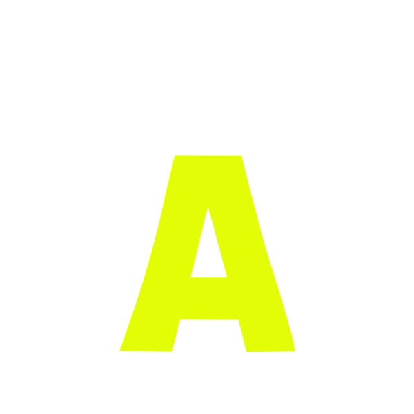 Aufkleber neongelber Buchstabe A,