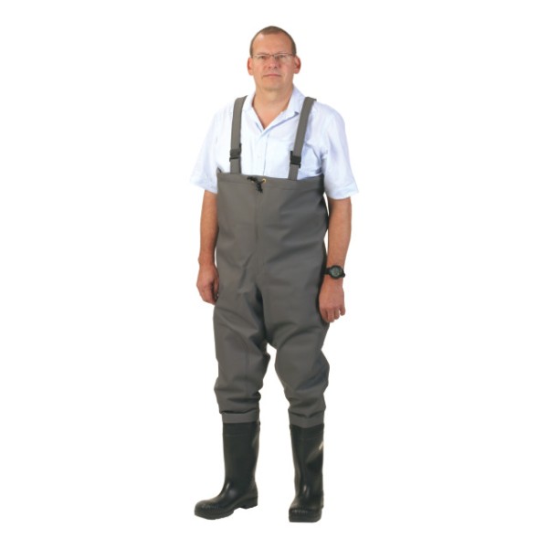 Wathose aus beid. PVC-beschi. PES-Gewebe