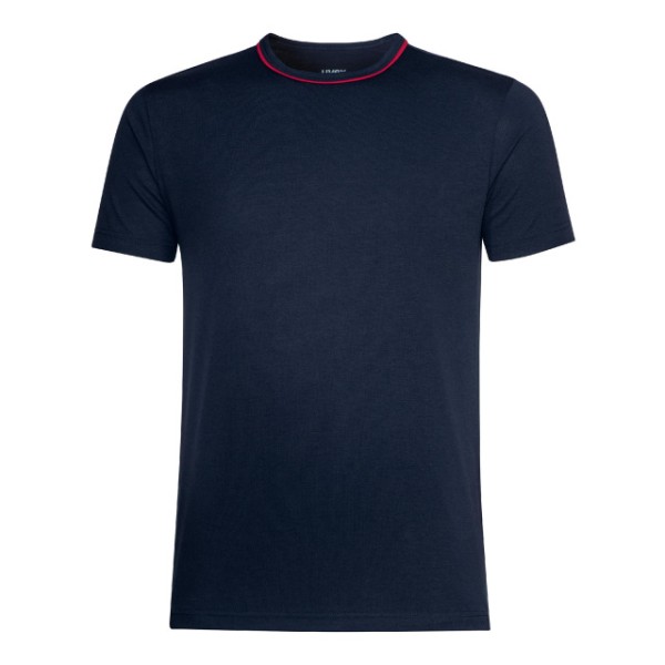 Herren T-Shirt UVEX, schwarzblau,rote Paspel Hals