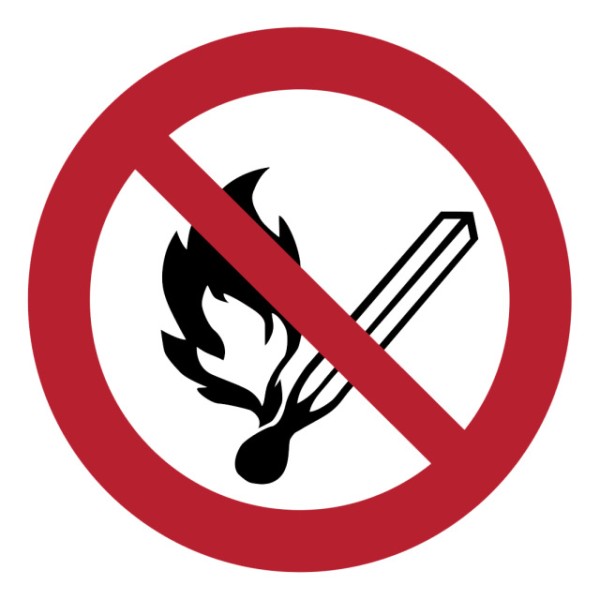 Keine offene Flamme, Feuer, offene Zündquelle