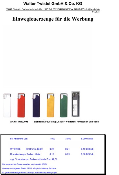 Elektr. Feuerzeug -Slider-