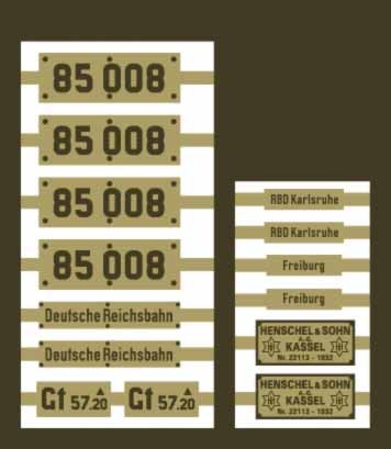 Messing-Ätzbeschriftung Lok 85 008 DRG