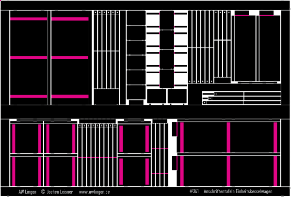 Anschriftentafeln für Einheitskesselwagen (Klein Modellbahn / Roco)