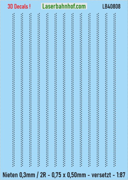 3D Decals - Nieten 0,3mm / 2R 0,75 x 0,50mm / versetzt - 1:87