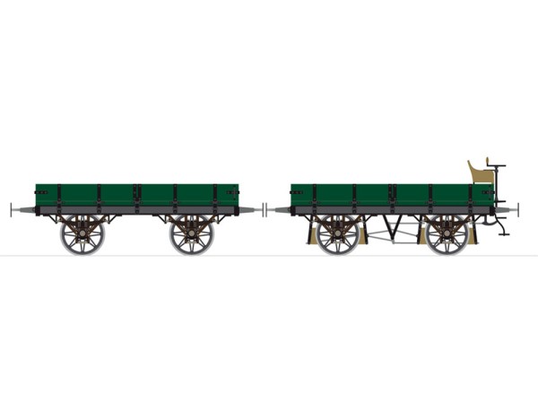 Bay. Materialtransport-Wagen Serie L, Spur H0, 2er-Set (mit und ohne Bremse) Baujahr 1878 - Bausatz
