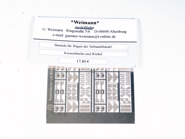 Bauteile für Wagen der Verbandsbauart: - Knotenbleche und Winkel geätzt, Bausatz
