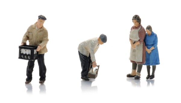 Milchmänner mit Kundinnen 1970 - 1990 - (3 Figuren)