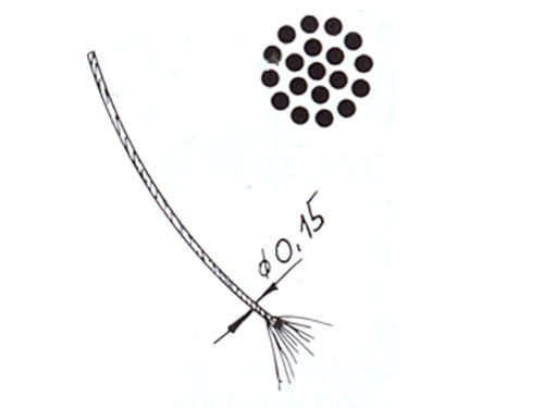 Edelstahlseil, 19-fach verseilt, 0,15 mm ø, 2m lang