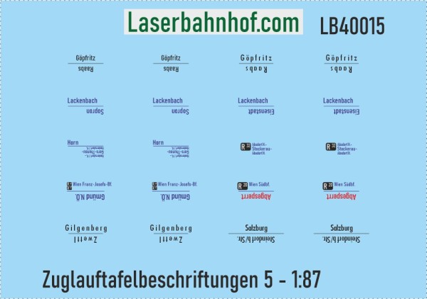 Decals Zuglauftafelbeschriftungen 5 - 1:87