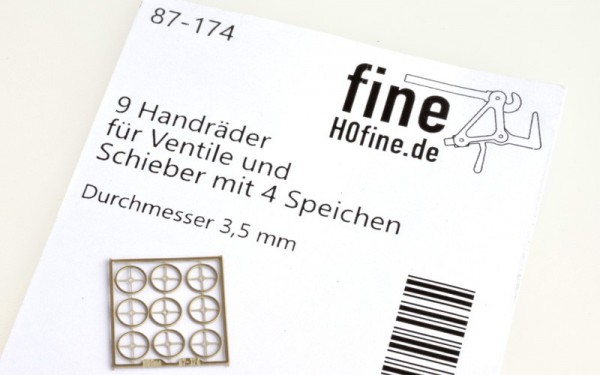 9 Handräder für Ventile und Schieber mit 4 Speichen, ø 3,5 mmm