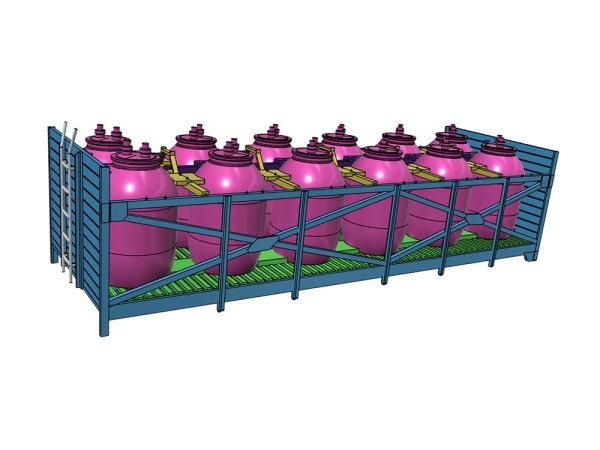 Teilesatz - VTG-Säuretopfwagen mit 12 Töpfen für Omm 32 Fahrwerk mit Fischbauch - 3D-Druck