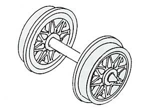 8-mm H0e 8 Y-Speichenradsatz mit 15,5 mm Spitzenweite