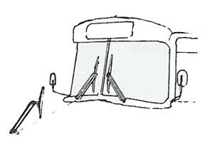 Doppelarmscheibenwischer und Spiegel für Busse