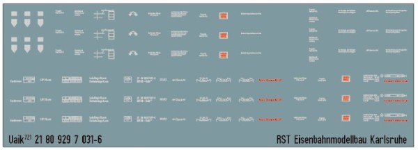 Beschriftungssatz für Uaik 721 (Lima, Rivarossi)
