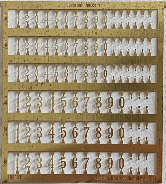 Messingziffern für Südbahnlokomotiven (Östereich)- 1:87 - H0