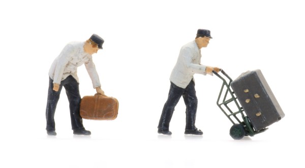 NS-Gleispersonal mit Gepäckwagen (2 Figuren)