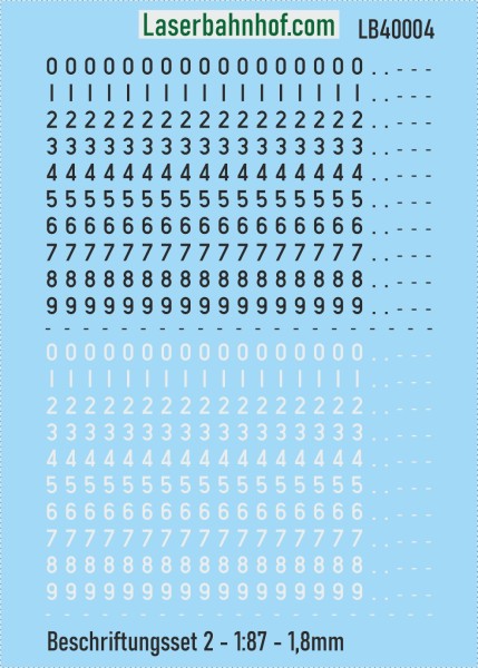 Decals Beschriftungsset 2 - 1,8mm - 1:87