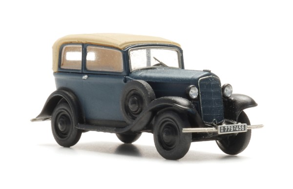 Opel P4, Dach geschlossen, blau - Fertigmodell - Spur N