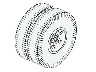 Radsatz, Doppelreifen, Trilex-Felge, z.B. Vomag, ø 13,7 mm