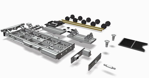 Bausatz 10-achsiger Tiefladewagen Uaais 812 - 3D-Druck