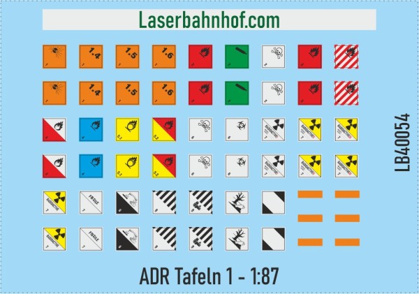 Decals - ADR-Tafeln für Gefahrstoffe - 1:87