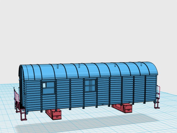 Bausatz Bauzugwagen - Aufenthaltswagen 3-achsig - Teilesatz - 3D-Druck
