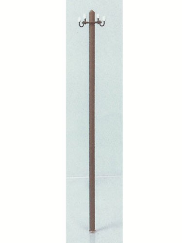 Telegrafenmasten (Echtholzmasten) mit Traversen mit 4 Isolatoren - Spur H0